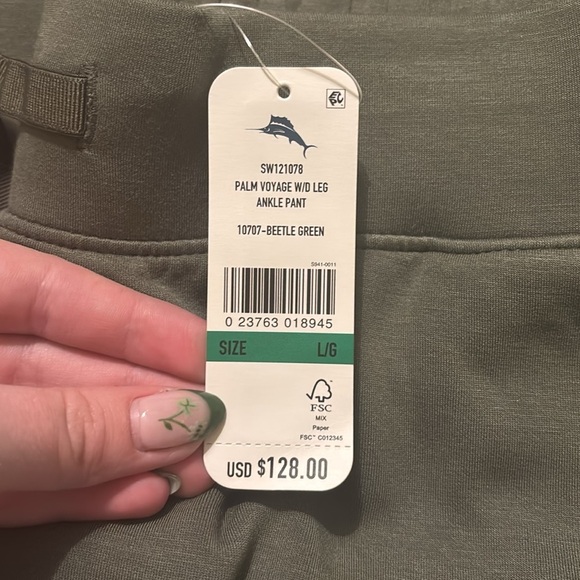 Tommy Bahama Palm Voyage 4-Way Stretch Knit Wide-Leg Pull-On Ankle Length Pants - Picture 5 of 5